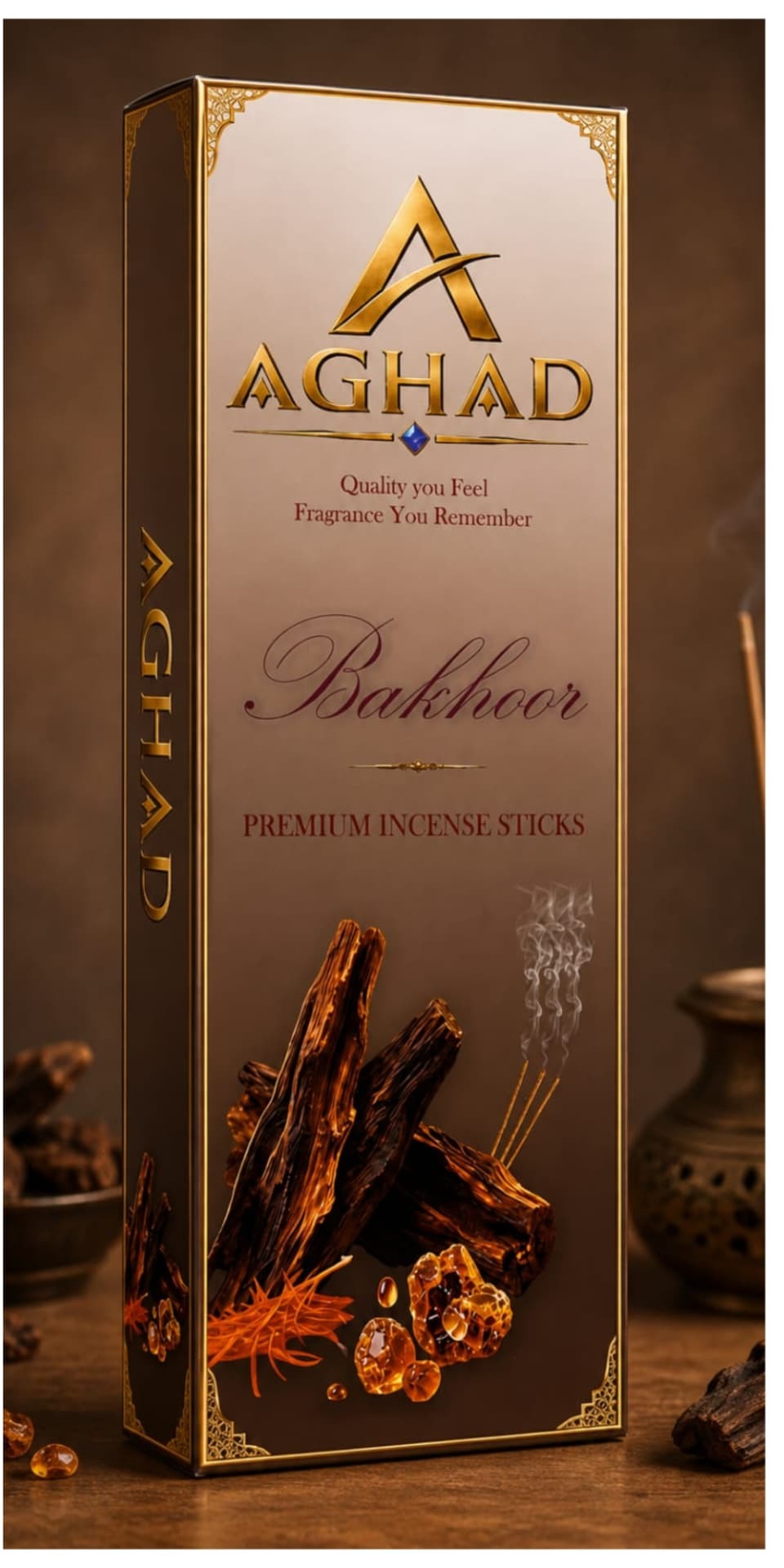 AGHAD Bakhoor Premium Incense Sticks packaging
